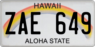 HI license plate ZAE649