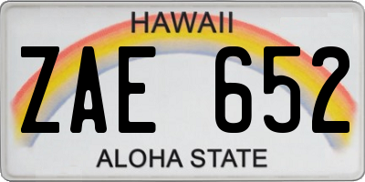 HI license plate ZAE652