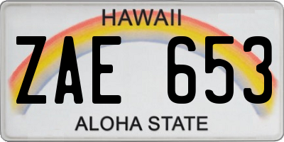 HI license plate ZAE653
