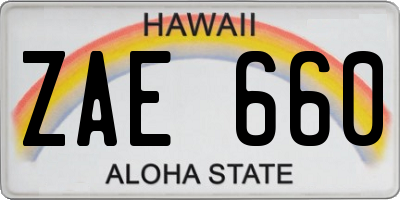 HI license plate ZAE660