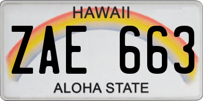 HI license plate ZAE663