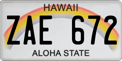 HI license plate ZAE672