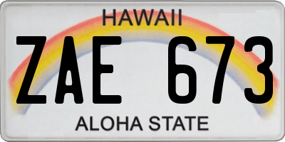 HI license plate ZAE673