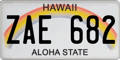 HI license plate ZAE682
