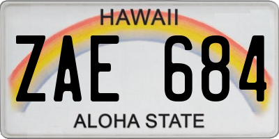 HI license plate ZAE684