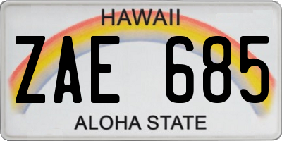 HI license plate ZAE685