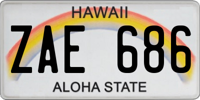 HI license plate ZAE686