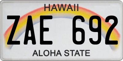 HI license plate ZAE692