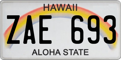 HI license plate ZAE693