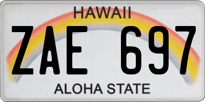 HI license plate ZAE697