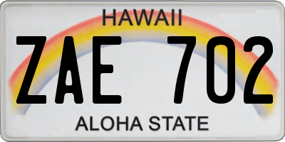 HI license plate ZAE702