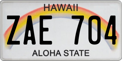HI license plate ZAE704