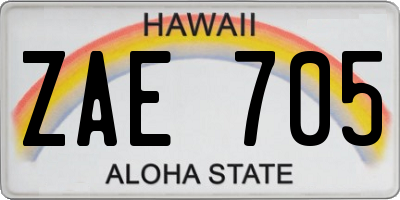 HI license plate ZAE705