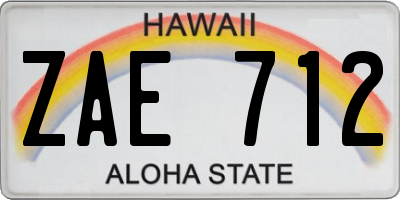 HI license plate ZAE712