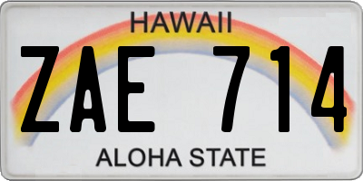 HI license plate ZAE714