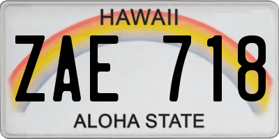 HI license plate ZAE718