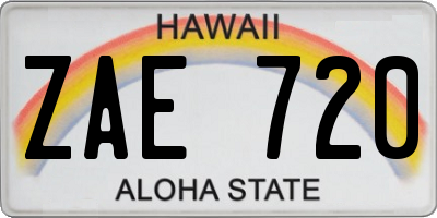HI license plate ZAE720