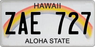 HI license plate ZAE727