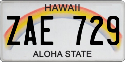 HI license plate ZAE729