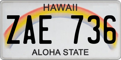 HI license plate ZAE736