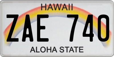 HI license plate ZAE740