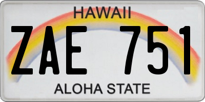 HI license plate ZAE751