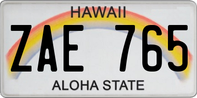 HI license plate ZAE765