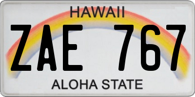 HI license plate ZAE767