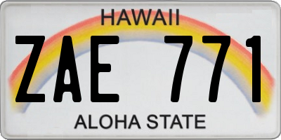 HI license plate ZAE771
