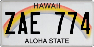 HI license plate ZAE774