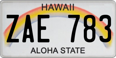 HI license plate ZAE783