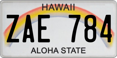 HI license plate ZAE784