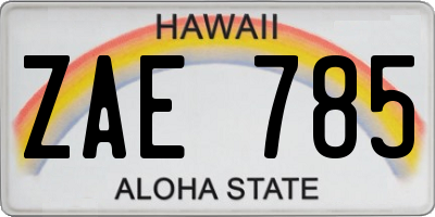 HI license plate ZAE785