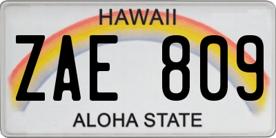 HI license plate ZAE809