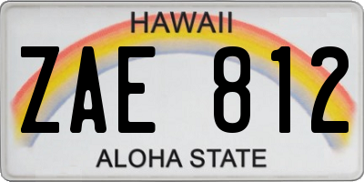 HI license plate ZAE812