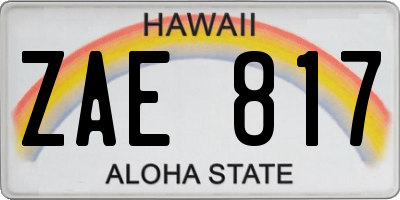 HI license plate ZAE817