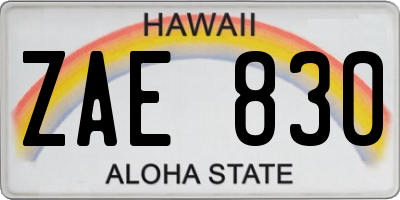 HI license plate ZAE830