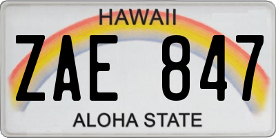 HI license plate ZAE847