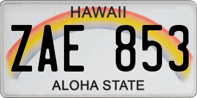 HI license plate ZAE853