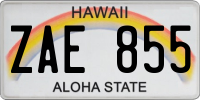 HI license plate ZAE855