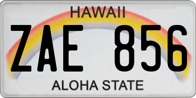 HI license plate ZAE856