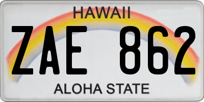HI license plate ZAE862