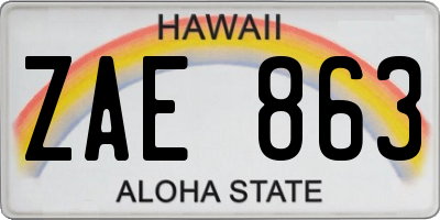 HI license plate ZAE863