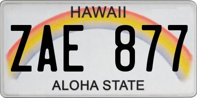 HI license plate ZAE877