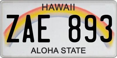 HI license plate ZAE893