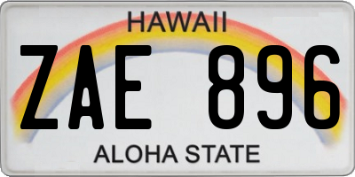 HI license plate ZAE896