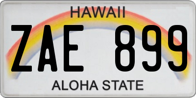HI license plate ZAE899
