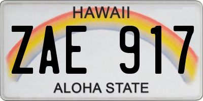 HI license plate ZAE917