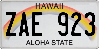 HI license plate ZAE923