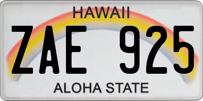 HI license plate ZAE925